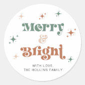 Boho Weihnachtssticker Holiday Label Retro Runder Aufkleber (Vorderseite)