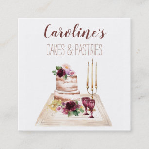 Boho-Wein-Backwaren-Bäckerei-Boutique-Cupcake-Gebä Quadratische Visitenkarte