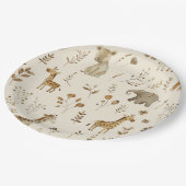 Boho Weiß Beige Dschungeltiere Pappteller (Schrägansicht)
