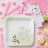 Boho weiße Blume grüne Blätter botanisch Pappteller (Party)