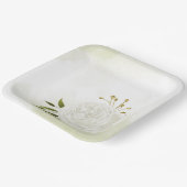 Boho weiße Blume grüne Blätter botanisch Pappteller (Gewinkelt)