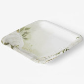 Boho weiße Blume grüne Blätter botanisch Pappteller (Gewinkelt)