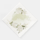 Boho weiße Blume grüne Blätter botanisch Serviette (Ecke)