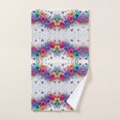 Boho Weiße Blumen Regenbogen Badhandtuch Set (Handtuch)