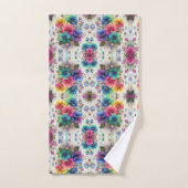 Boho Weiße Blumen Regenbogen Badhandtuch Set (Handtuch)