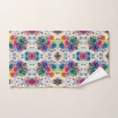Boho Weiße Blumen Regenbogen Badhandtuch Set (Handtuch)