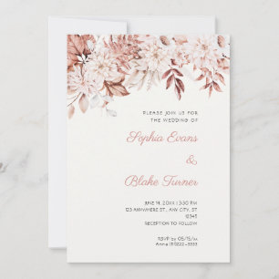 Boho Weiße Blumige Winter-Weiß-Hochzeit Einladung