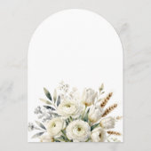 Boho Weiße Florale Getrocknete Weizenbogen Brautpa Einladung (Rückseite)