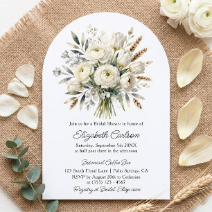 Boho Weiße Florale Getrocknete Weizenbogen Brautpa Einladung