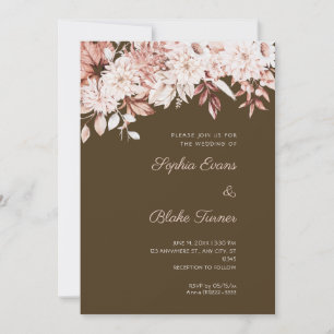 Boho Weiße Florale Winter-Kaffee-Braune Hochzeit Einladung