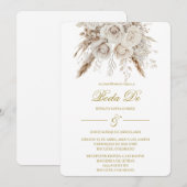 Boho-Weiße Hochzeitseinladung Einladung (Vorne/Hinten)