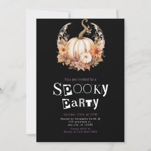 Boho Weiße Kürbis-Blumen-Halloween-Party Einladung