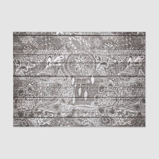 Boho weißes rustikales dreamcatcher seidenpapier (Vorderseite)