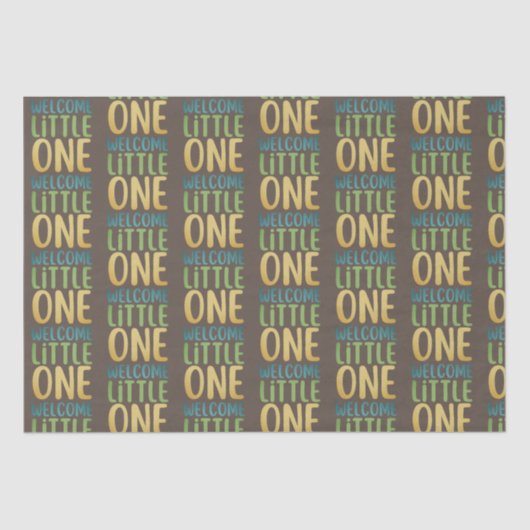 Boho "Welcome Little One" Babydusche Seidenpapier (Vorderseite)