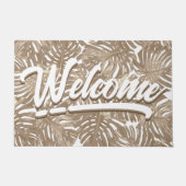 Boho Welcome Tropical Blätter Sisal Brown Fußmatte (Vorderseite)