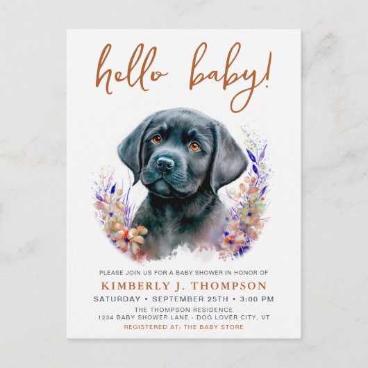 Boho Welppy Dog Terracotta Kinderdusche Einladung Postkarte (Vorderseite)