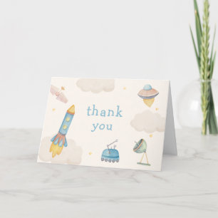 Boho Weltraum-Raumschiff-Rakete-Baby-Party Dankeskarte