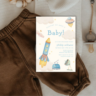 Boho Weltraum-Raumschiff-Rakete-Baby-Party Einladung