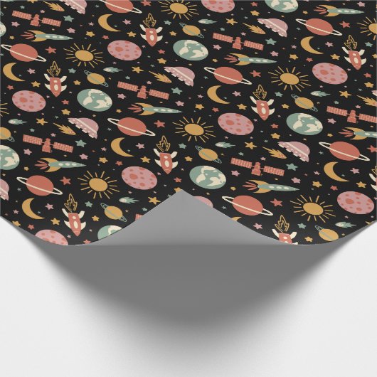 Boho Weltraummuster Geschenkpapier (Ecke)