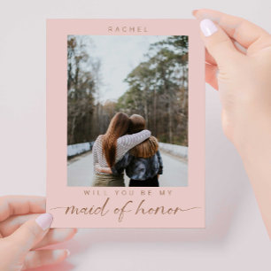 Boho Werden Sie meine Trauzeugin Foto Chic Postkarte