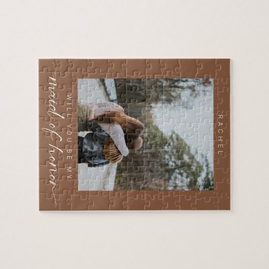 Boho Werden Sie meine Trauzeugin Foto Chic Puzzle (Horizontal)