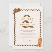 Boho Western Ampersand Wavy Frame Qr Code Hochzeit Einladung (Vorderseite)