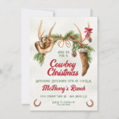 Boho Western Antler Cowboy Weihnachtsfest Party Einladung (Vorderseite)