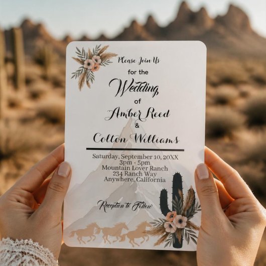 Boho Western Berghochzeits-Einladung Einladung