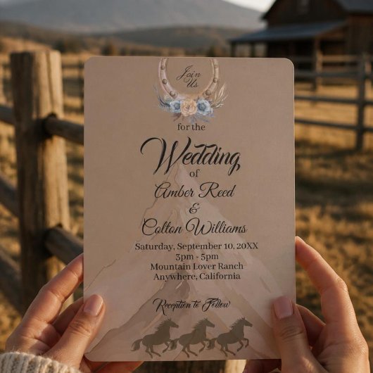 Boho Western Berghochzeits-Einladung Einladung