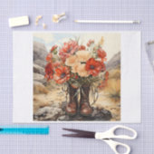 Boho Western Boots Floral Bouquet für Decoupage Seidenpapier (Handwerk)