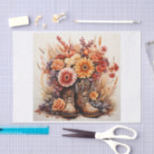 Boho Western Boots Floral Bouquet für Decoupage Seidenpapier (Handwerk)