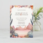 Boho Western Canyon Mexican Cactus Desert Einladung (Stehend Vorderseite)