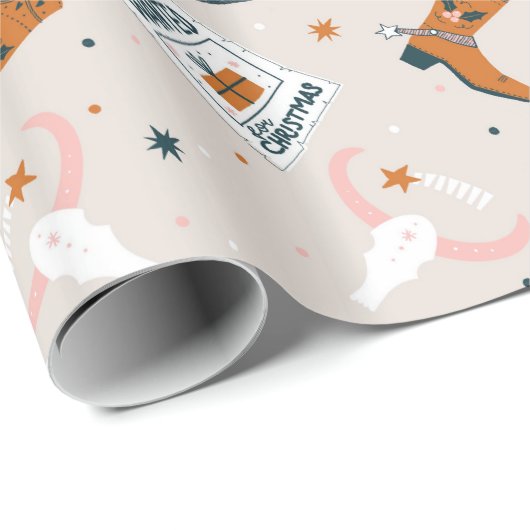 Boho Western Christmas - Beige Geschenkpapier (Rolleneckpunkt)