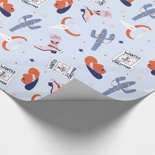 Boho Western Christmas - Blue Geschenkpapier (Ecke)