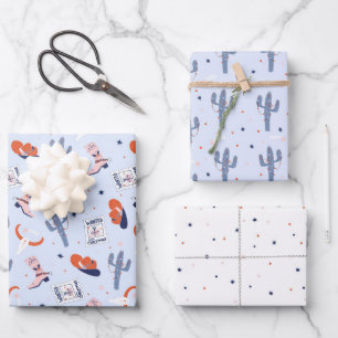 Boho Western Christmas Collection - Blue Geschenkpapier Set