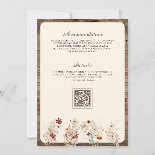 Boho Western Couple Riding Horse QR Code Hochzeit Einladung (Rückseite)