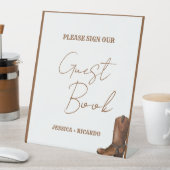 Boho Western Cowboy Boots Wedding Guest Book Sign Sockelschild (In Situ)