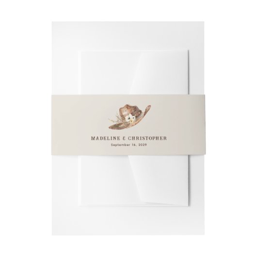 Boho Western Cowboy Hat Wedding Einladungsbanderole (Vorderseite Beispiel)