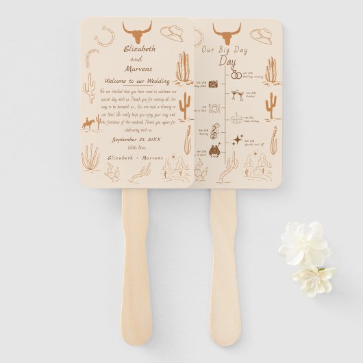 Boho Western Cowboy Illustration Events Timeline Fächer (Vorne und Hinten)