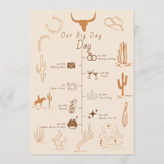 Boho Western Cowboy Illustration Events Timeline Programm (Rückseite)