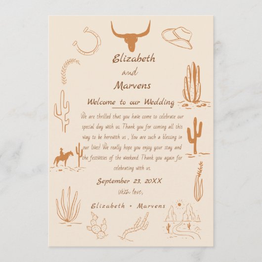 Boho Western Cowboy Illustration Events Timeline Programm (Vorderseite)