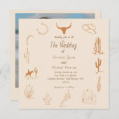 Boho Western Cowboy Illustration Wedding Einladung (Vorne/Hinten)
