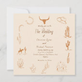 Boho Western Cowboy Illustration Wedding Einladung (Vorderseite)