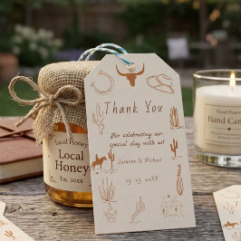 Boho Western Cowboy Illustration Wedding Geschenkanhänger
