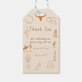 Boho Western Cowboy Illustration Wedding Geschenkanhänger