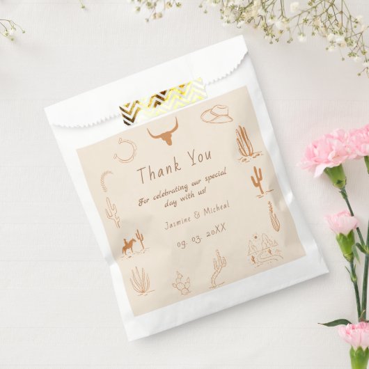 Boho Western Cowboy Illustration Wedding Geschenktütchen (Versiegelt)