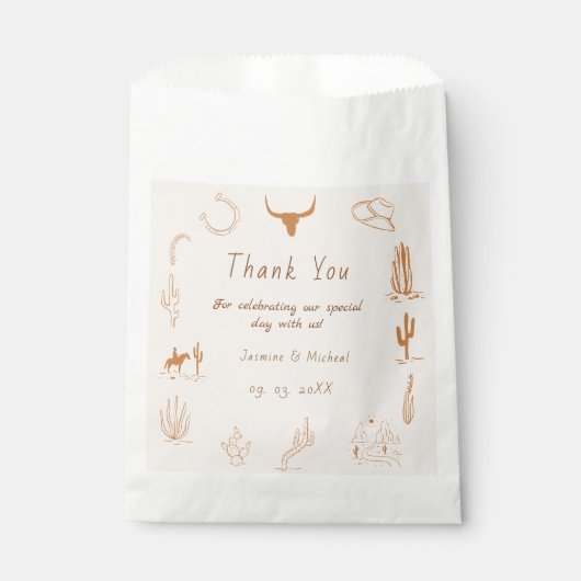 Boho Western Cowboy Illustration Wedding Geschenktütchen (Vorderseite)