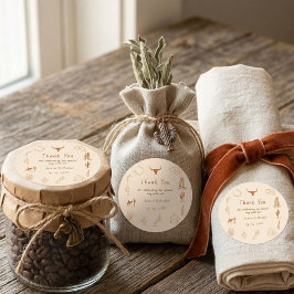 Boho Western Cowboy Illustration Wedding Quadratischer Aufkleber