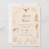 Boho Western Cowboy Illustration Wedding Save The Date (Vorderseite)