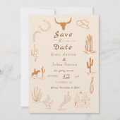 Boho Western Cowboy Illustration Wedding Save The Date (Vorderseite)